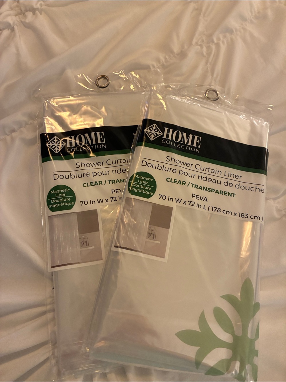 Set of two shower curtain liners clear